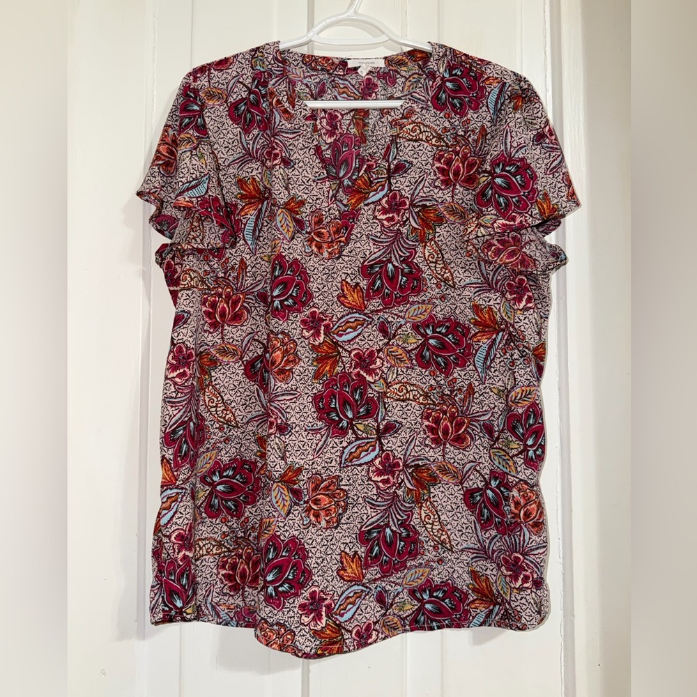 Women's XL Maurices Multicolor Floral‎ Blouse flowers summer cottagecore boho